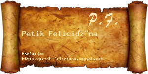 Petik Feliciána névjegykártya